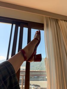 Prada Red Vinyl Sandals