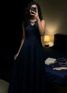 Elegant Navy Blue Floor Length Dress