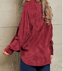 Korean Oversized Carduroy Shirt In Red
