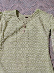 Embroidered Green Kurti