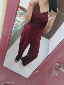 Burgundy Sleeveless Jumpsuit