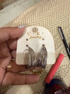 Feather Design Silver Earrings