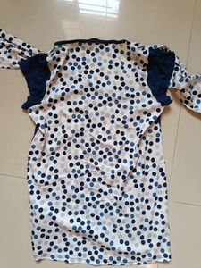 Beautiful White And Blue Polka Dot Top