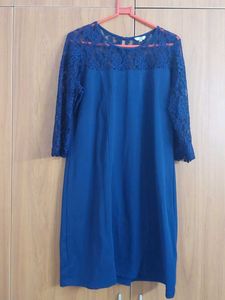 Elegant Navy Blue Lace Dress