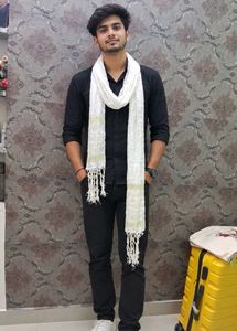 Elegant White & Green Striped Dupatta of 1