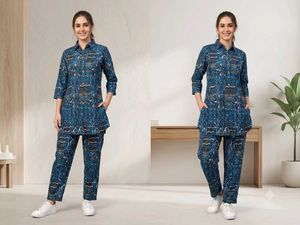 Blue Printed coord set (new not used)