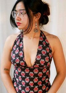 y2k Moonlit petals reversible GEET halter top
