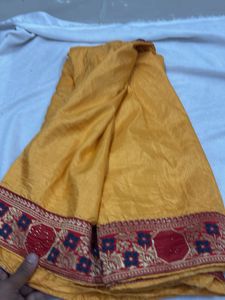 Elegant Yellow Embroidered Saree