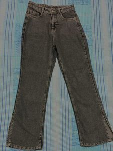 Women's Grey Split Hem Jeans