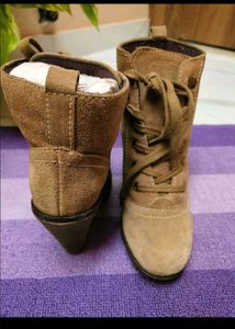 Brown Lace-Up Ankle Boots