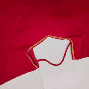 Red &amp; Gold Embroidered Saree