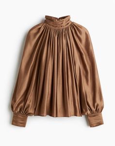 H&M Brown draped blouse top -