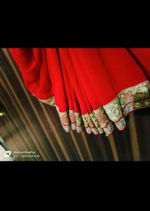Beautiful Red Saree with Gold Border