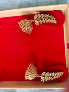 AD Elegant Drop Earrings with Floral Design