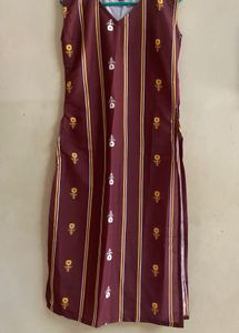 Maroon Striped Kurta Set with Pants