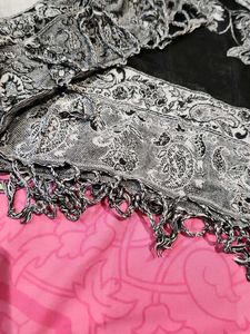 Elegant Black &amp; White Paisley Scarf