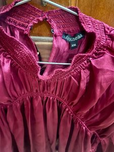 Chic Burgundy Satin Blouse