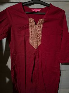 Maroon Embroidered Kurti