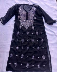 Black Chikankari Kurta