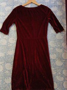Velvet Midi Dress - Burgundy