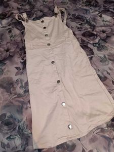 Cream Button-Front Pinafore Dress | Dungaree |