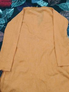Men's Orange Embroidered Kurta