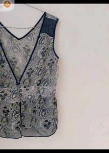Sheer Paisley Print Sleeveless Top