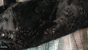 black lehnga with frill dupatta