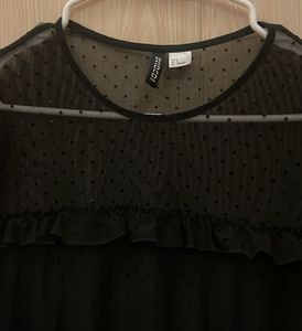 Black Sheer Dot Dress