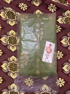 Embroidered Green Kurta Set material