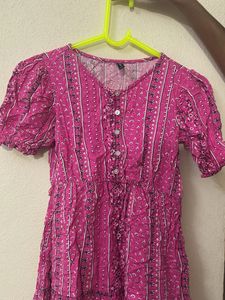 Boho Pink Floral Mini Dress