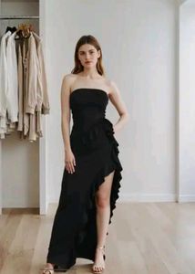 Shein Strapless Maxi Ruffled Dress