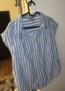 Blue Striped Button-Up Shirt