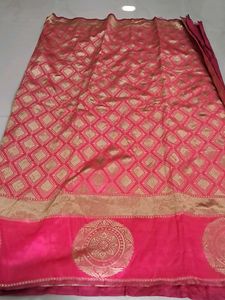 Elegant Pink &amp; Gold Saree