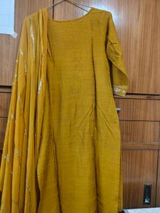 Designer Mustard Kurta Set with Embellishments