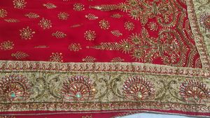 Red Heavy Work Stone Gorgeous Saree