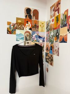 Black Cropped Long Sleeve Top