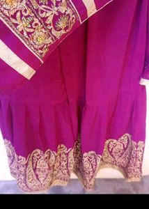 Unstitched Purple Embroidered garara Suit