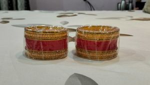 Beautiful Red &amp; Golden Bridal Bangles Set