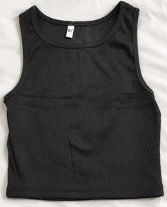 Ribbed Black Crop Tank Top