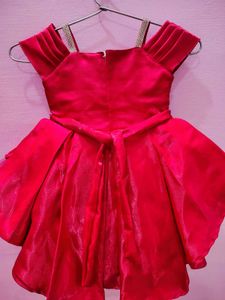 Adorable Red Baby Dress with Flower Accents