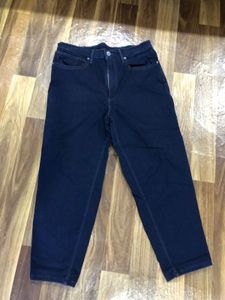 Men Dark Wash High-Waisted Jeans
