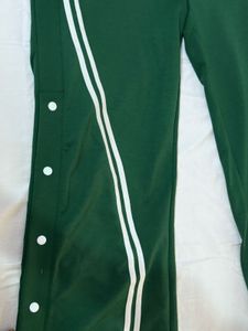 Green Snap Button Track Pants