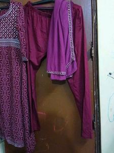 Maroon Printed Kurta Set with Dupatta