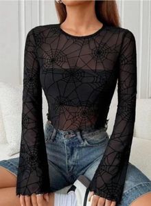 Sheer Spiderweb Long Sleeve Top