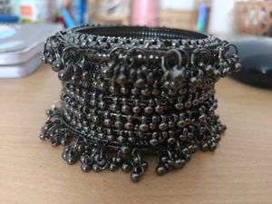 Oxidized Silver Jhumka Bangles