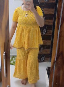 Yellow Printed Kurta Set