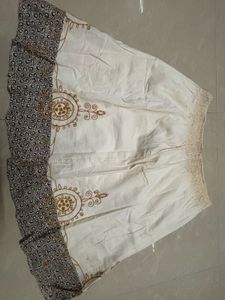 Cream Skirt | Embroidered Border