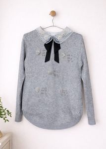 Elegant Grey Sweater with Bow(new)