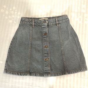Denim Button-Front Skirt